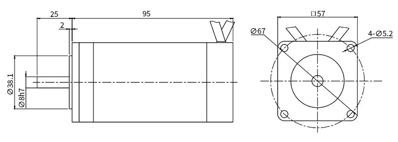 100W BLDC motor dimension