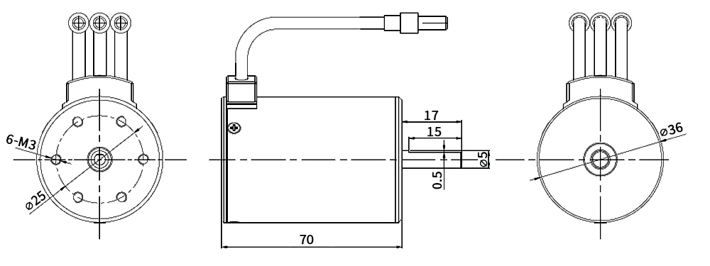 1200KV BLDC motor for RC boat dimension