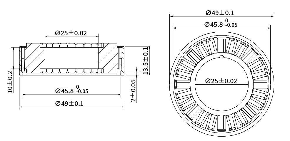 12W 16V frameless BLDC motor dimension