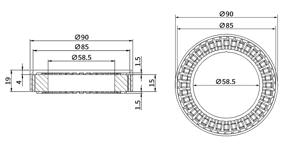 130W/400W 24V-48V frameless BLDC motor dimension