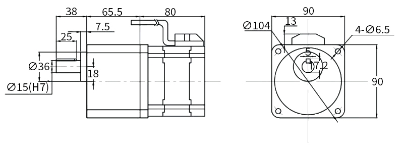 150W BLDC gear motor dimensions