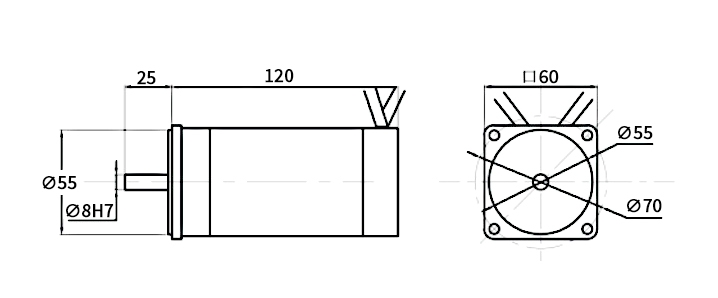 150W BLDC motor dimension