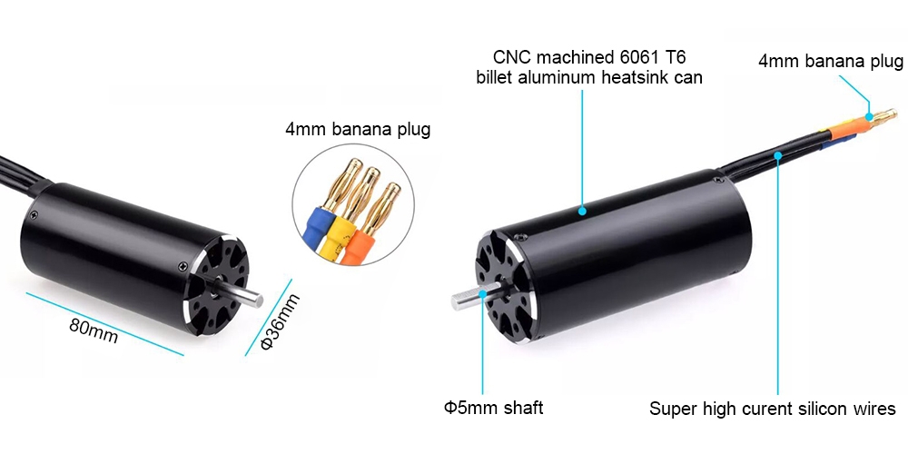 1800KV BLDC motor for RC boat details