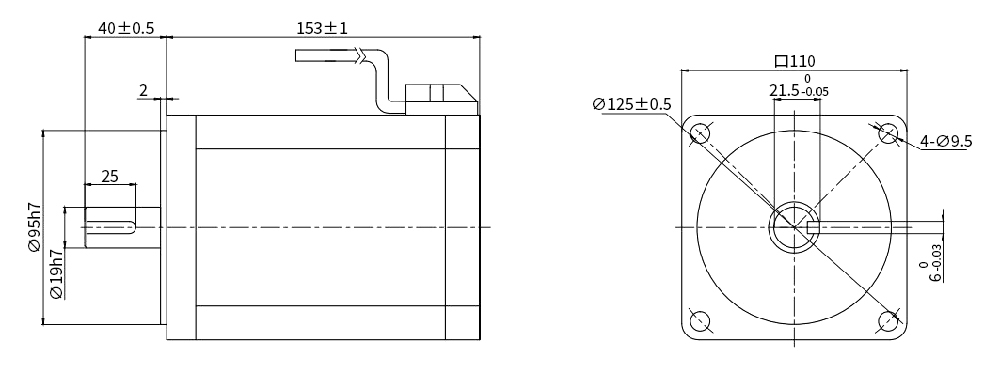 24V 1300W BLDC motor dimension