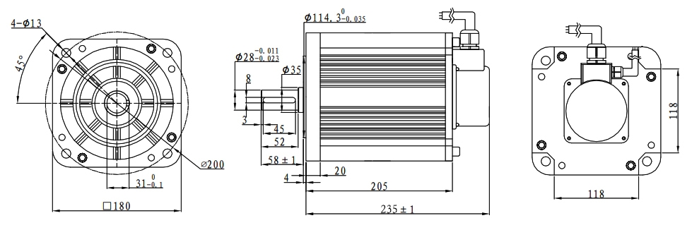 2500W BLDC motor dimension