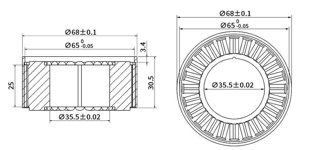 250W 36V frameless BLDC motor dimension