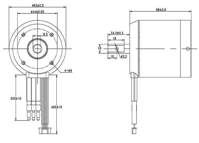 2700W outrunner sensored BLDC motor dimension