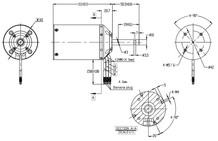 3000W waterproof BLDC motor dimension
