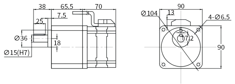 300W BLDC gear motor dimensions