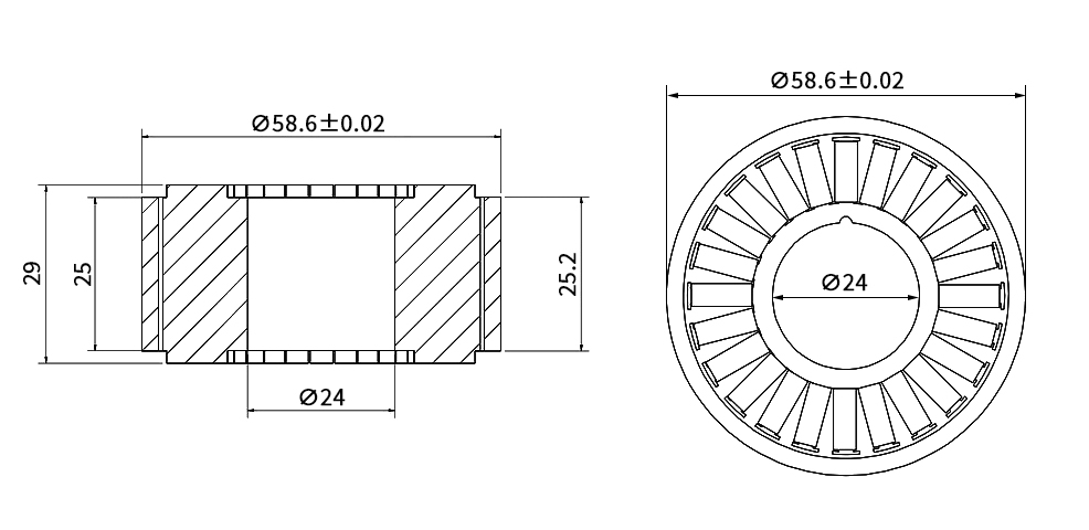 30W 24V frameless BLDC motor dimension