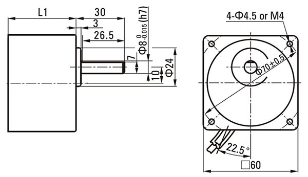 30W BLDC gearbox dimension