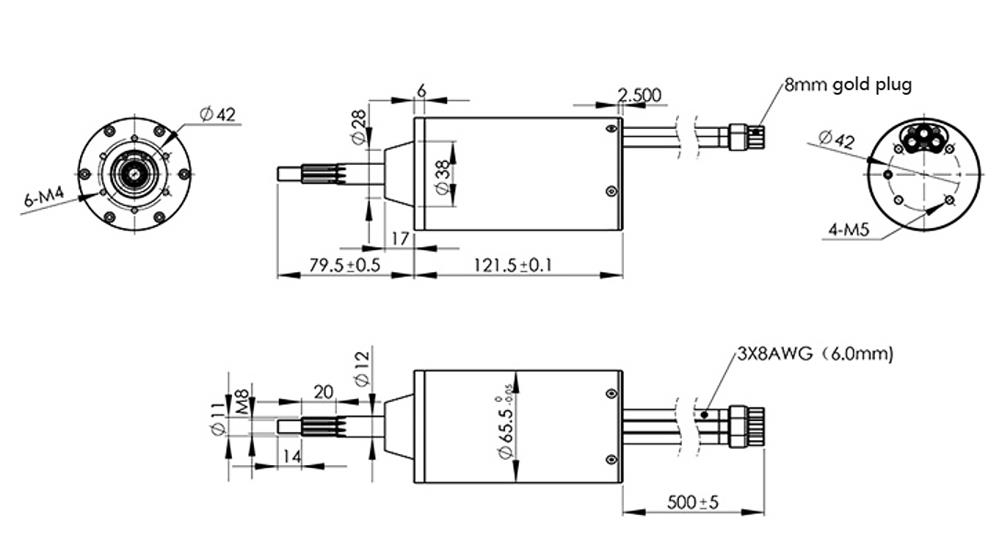 3700W waterproof BLDC motor dimension