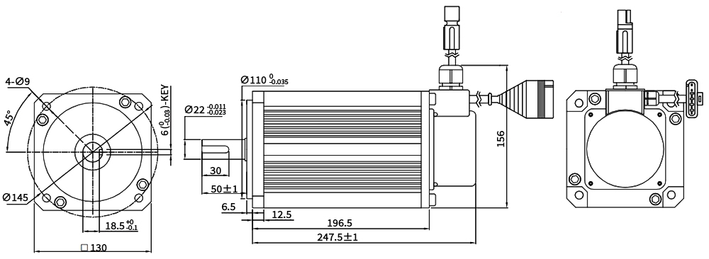 3kW 3000rpm BLDC motor dimension