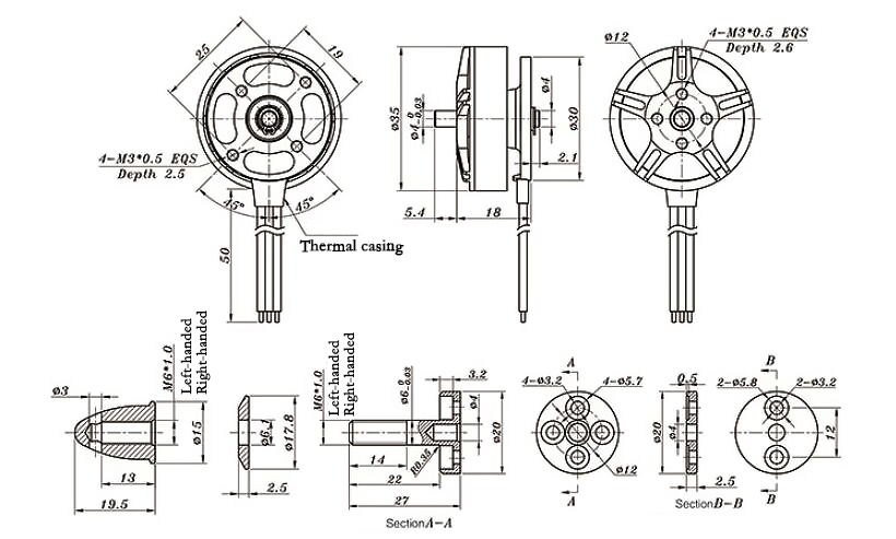 400KV BLDC drone motor dimension