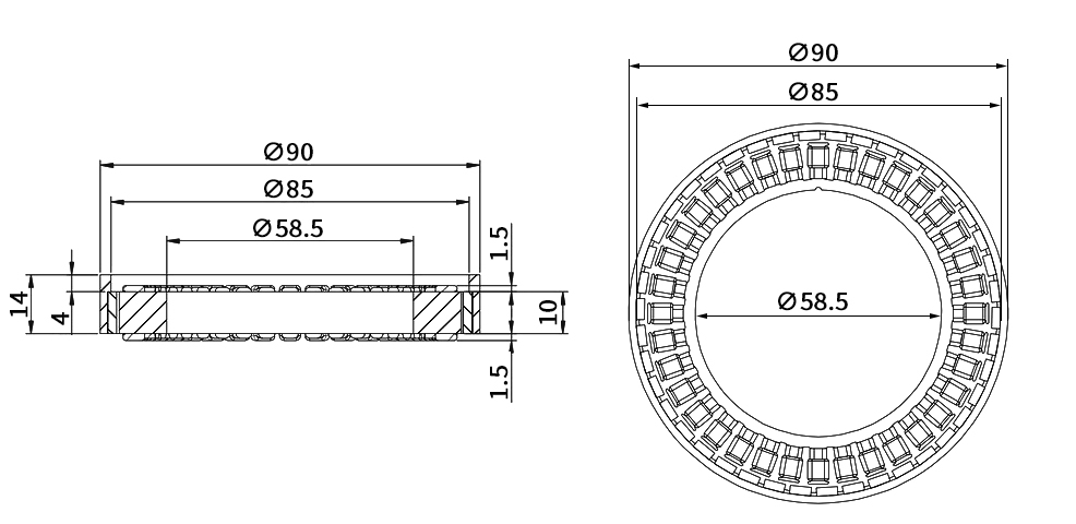 40W 24V frameless BLDC motor dimension