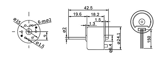 4500 rpm small BLDC motor dimension