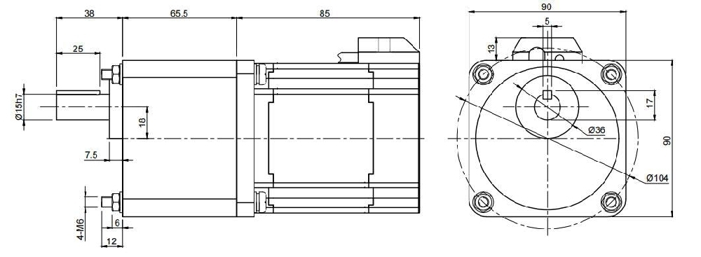 450W bldc gear motor dimension
