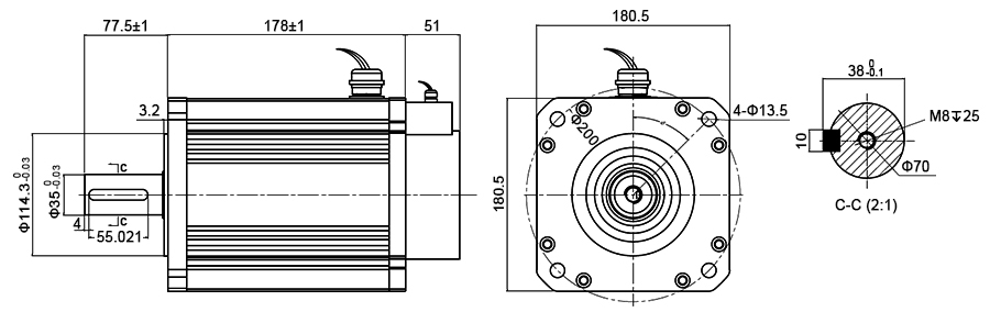5000W BLDC motor dimension