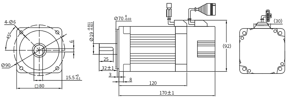 750W BLDC motor dimension