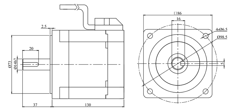 500W BLDC motor dimension