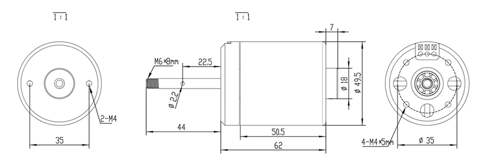 500W waterproof BLDC motor dimension