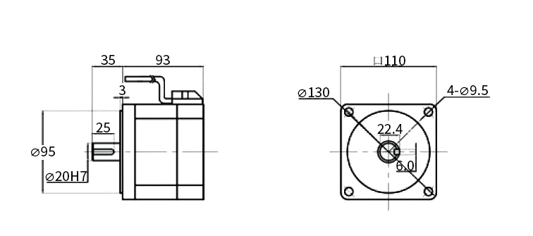 600W BLDC motor dimensions