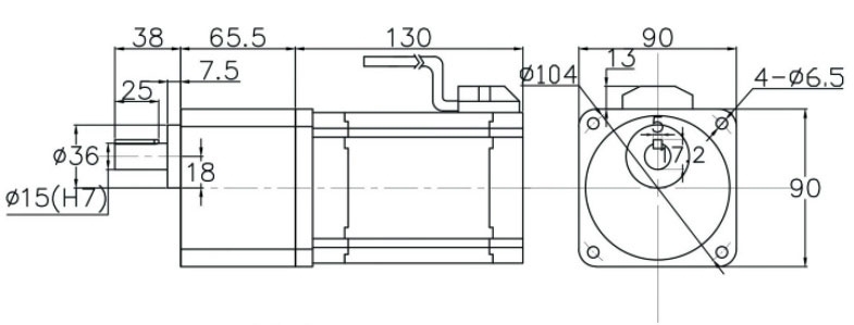 750W bldc gear motor dimension