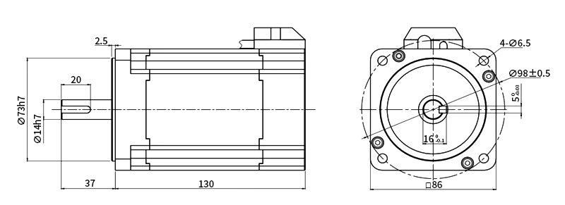 750W BLDC motor dimensions
