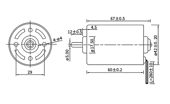8000 rpm small BLDC motor dimension