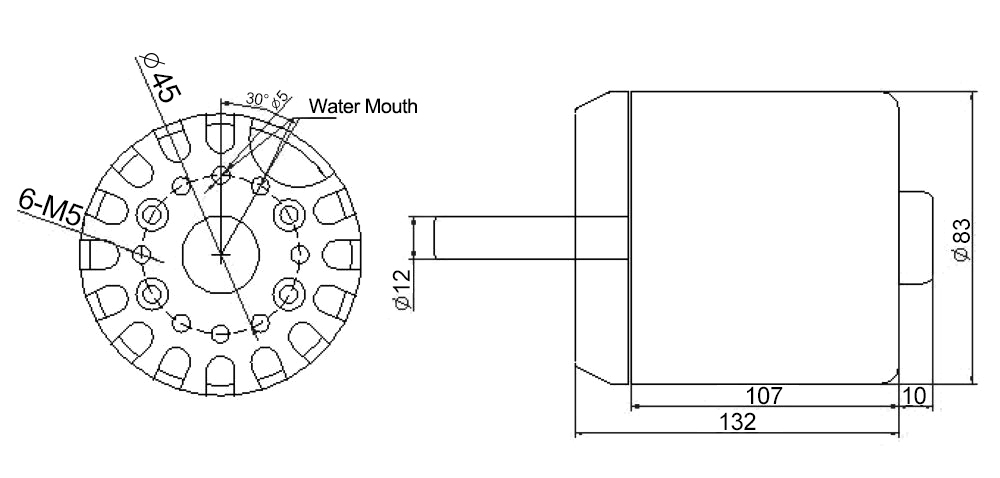 8000W outrunner sensored BLDC motor dimension