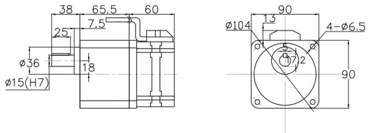 90W bldc gear motor dimension